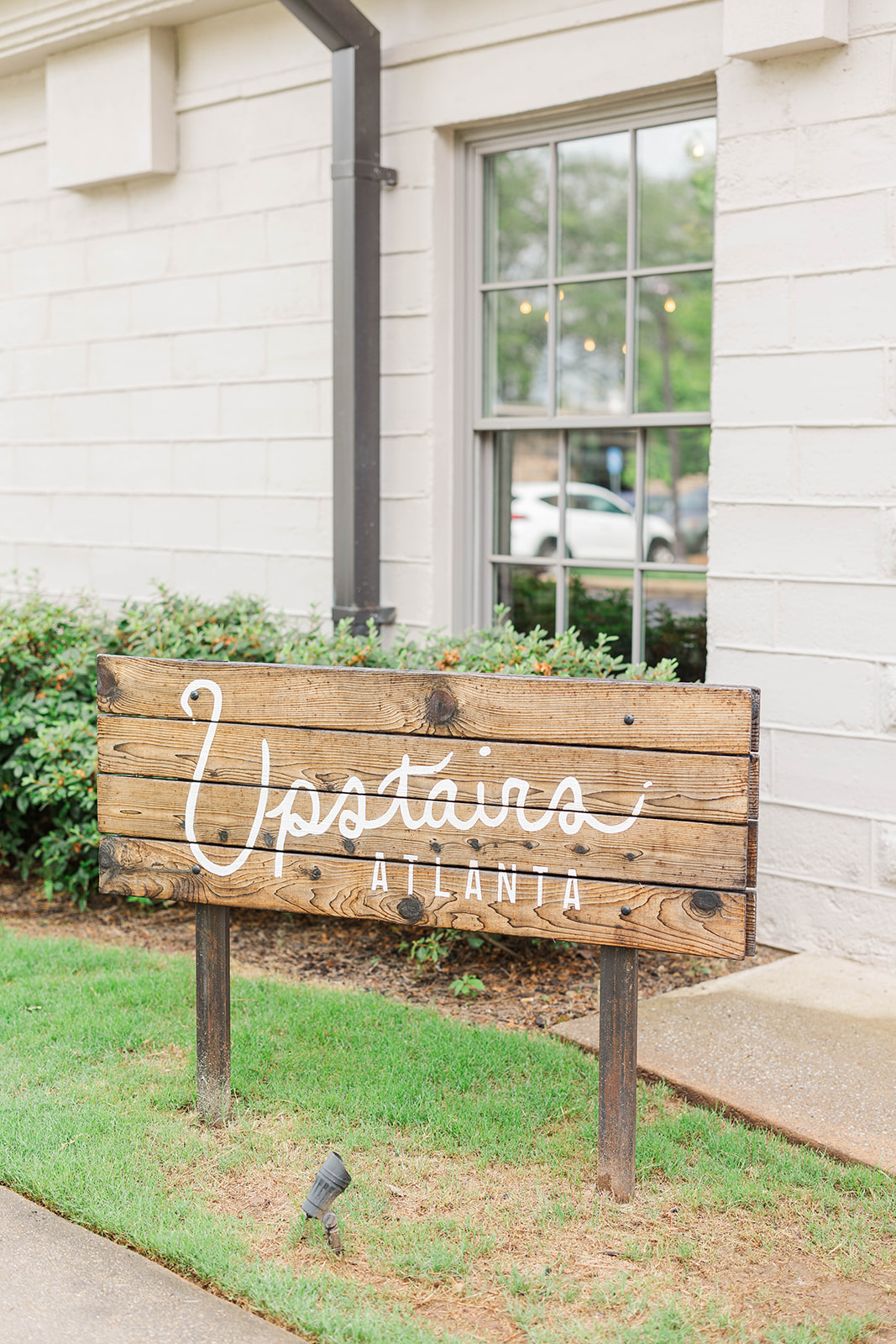 Details of the Upstairs Atlanta Wedding venue front sign
