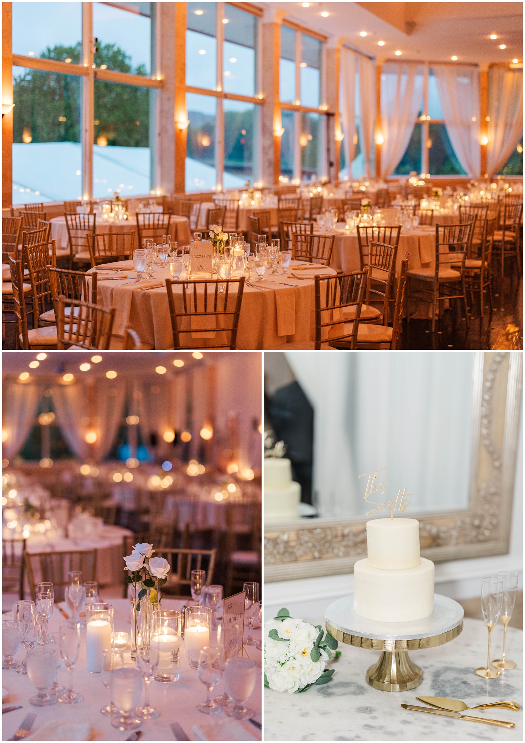 Details of an elegant Piedmont Room wedding reception