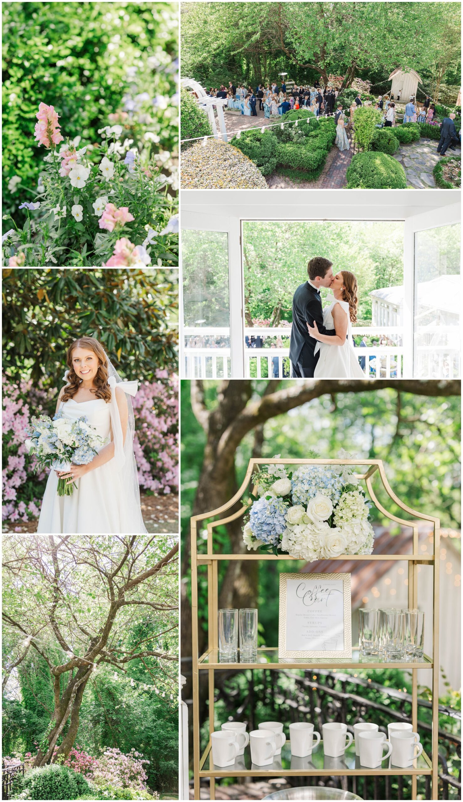 A collage of the gardens of the stunning Primrose Cottage wedding venue